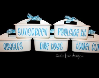 Customized Pool Caddies | Goggles Container | Sunscreen Caddies | Poolside Organization | Bug Spray Container | Camping Organization