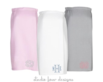 Embroidered Waffle Towel Wrap | Dorm Room | High School Graduation | College Shower Bath Robe Wrap Must Have | Monogrammed Towel Wrap