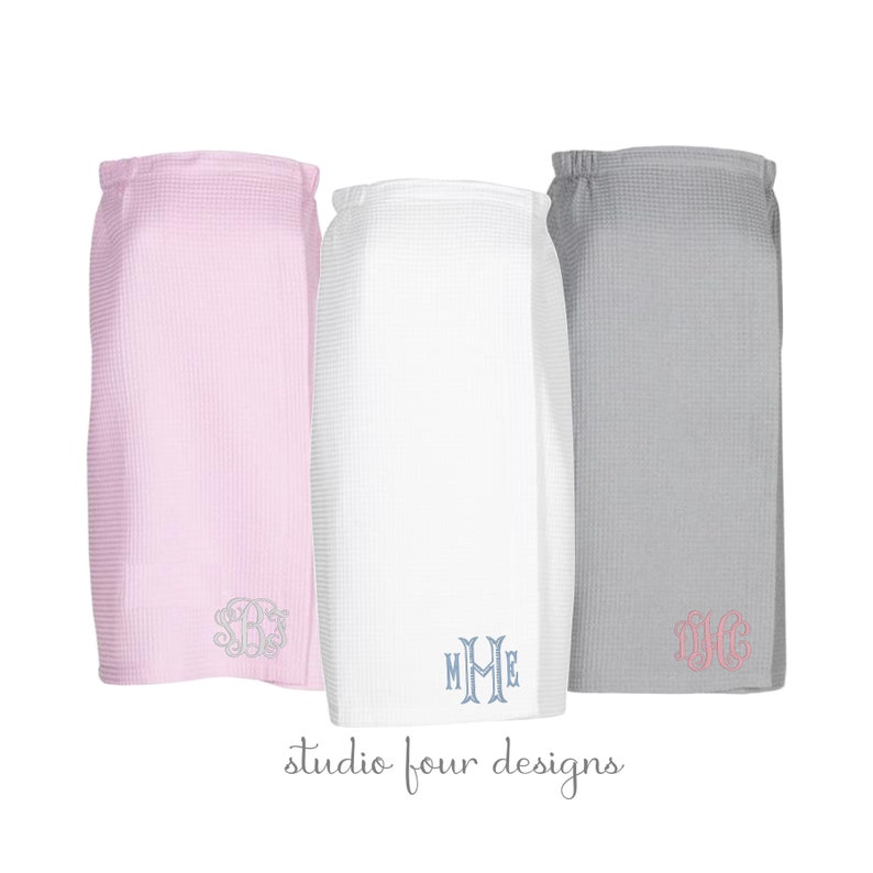 Embroidered Waffle Towel Wrap Dorm Room High School Graduation College Shower Bath Robe Wrap Must Have Monogrammed Towel Wrap image 1