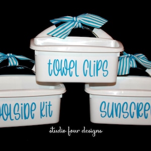 Customized Pool SMALL Caddies | Goggles Container | Sunscreen Caddies | Poolside Organization | Bug Spray Container | Camping Organization