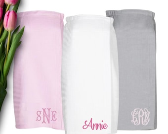 Embroidered Waffle Towel Wrap | Dorm Room | High School Graduation | College Shower Bath Robe Wrap Must Have | Monogrammed Towel Wrap