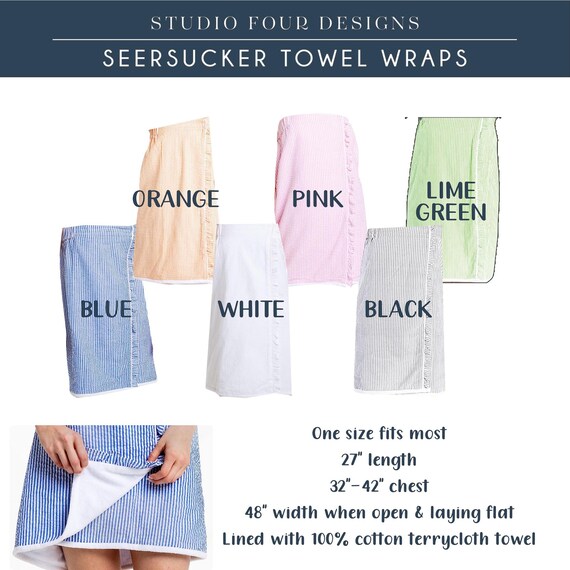 Seersucker Spa Wrap Monogram Chic Bath Wrap Seersucker Terry Towel Wrap Shower College Dorm Bridal Party Spa Wraps Graduation Gift Etsy