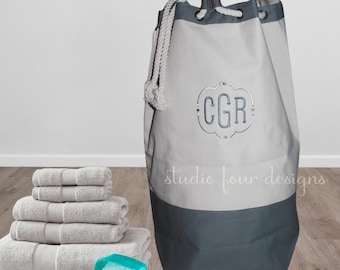 Personalized Canvas Laundry Duffel Bag | Dorm Room Essential | Monogram Laundry Bag | College Student Gift | Graduation Gift