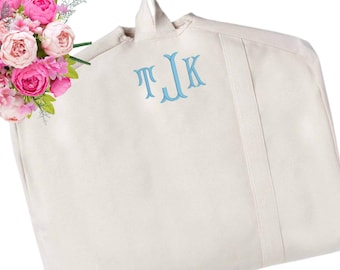 Monogrammed Canvas Garment Bag | Embroidered Hanging Travel Bag  | Groomsmen Gift | Personalized Graduation Gift
