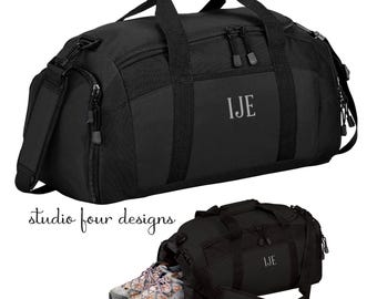 Monogrammed Gym Bag | Personalized Sports Duffel | Workout Bag w/ Shoe Pocket | Graduation & Groomsmen Gift