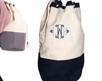 Personalized Canvas Laundry Duffel Bag | Dorm Room Essentials | Monogram Laundry Bag | College Student Gift | Graduation Gift