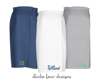 Embroidered Waffle Towel Wrap | Dorm Room | High School Graduation | College Shower Bath Robe Wrap Must Have | Monogrammed Towel Wrap