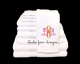 Embroidered Monogrammed Towel Set | Guest Bathroom Decor | 4 Piece Towel Set | College Dorm Must Have | High School Graduation Gift