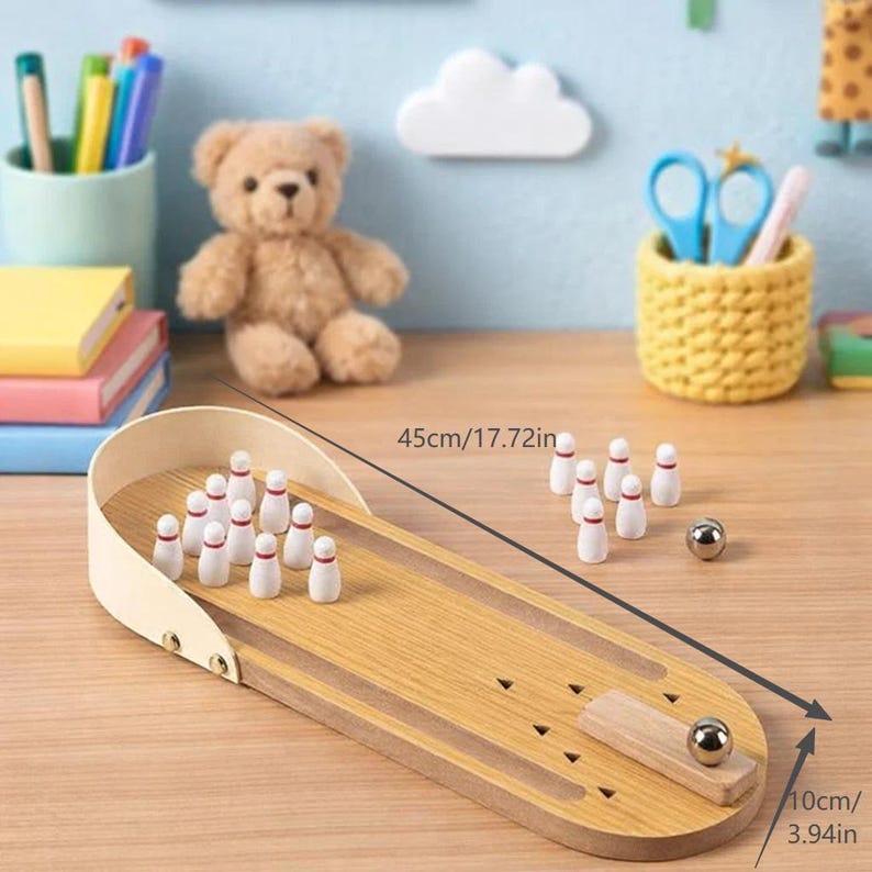 Wooden Mini Bowling Game for Toddlers – Interactive Bowling Game for ...