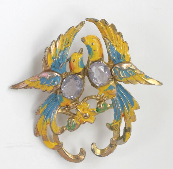 Amazing Vintage 1940s Large Bird of Paradise Ename
