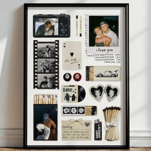 Custom Matchbox Art Canva-sjabloon, Valentijnsdagcadeau Wall Art Print, collageprints voor hem, digitale download