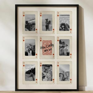 Poster personnalisé de cartes à jouer pour les couples, modèle de toile personnalisable, cadeau imprimable pour lui