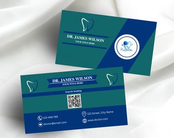 Plantilla de tarjeta de presentación dental / Tarjeta de dentista editable en Canva