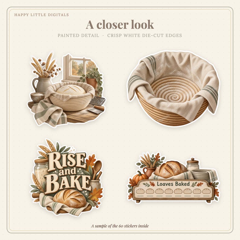Digital Stickers - Sourdough - Autumn | Vintage Storybook | Goodnotes | PNGs image 2