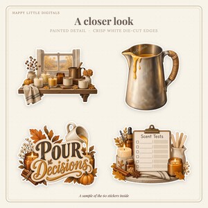 Digital Stickers - Candle Making - Autumn | Vintage Storybook | Goodnotes | PNGs image 2