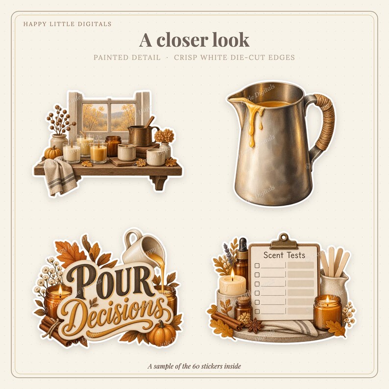 Digital Stickers - Candle Making - Autumn | Vintage Storybook | Goodnotes | PNGs image 2