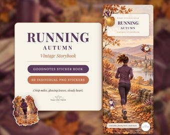 Digital Stickers - Running - Autumn | Vintage Storybook | Goodnotes | PNGs