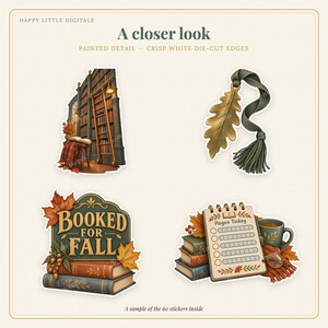 Digital Stickers - Reading - Autumn | Vintage Storybook | Goodnotes | PNGs image 2