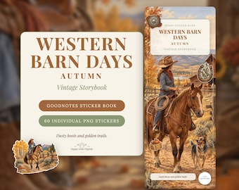 Digital Stickers - Western Barn Days - Horseback Riding - Autumn | Vintage Storybook | Goodnotes | PNGs