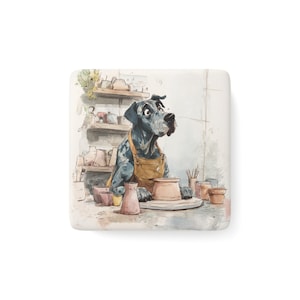Great DaneDog Potter at Wheel Porcelain Magnet