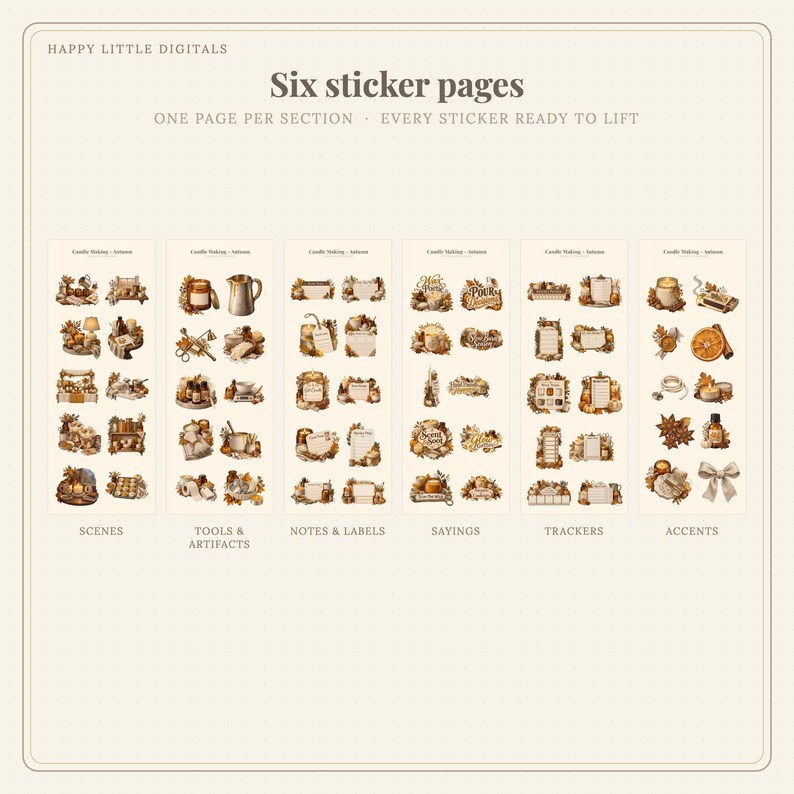 Digital Stickers - Candle Making - Autumn | Vintage Storybook | Goodnotes | PNGs image 6