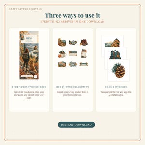 Digital Stickers - Hiking - Autumn | Vintage Storybook | Goodnotes | PNGs image 7