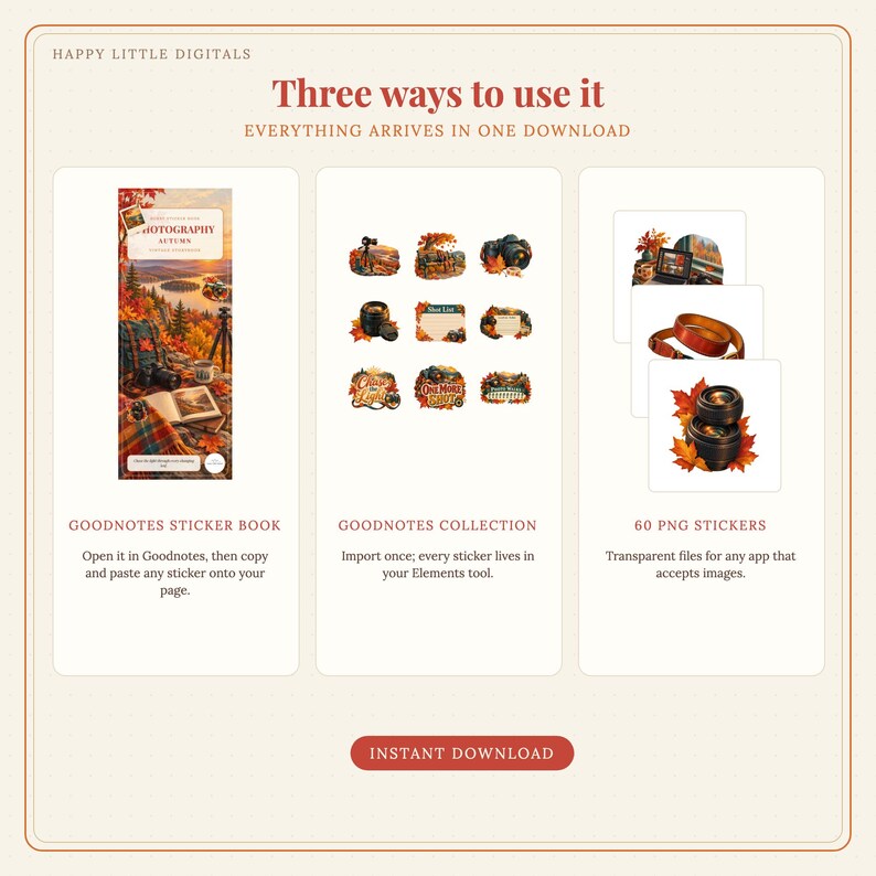 Digital Stickers - Photography - Autumn | Vintage Storybook | Goodnotes | PNGs image 7