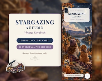 Digital Stickers - Stargazing - Autumn | Vintage Storybook | Goodnotes | PNGs