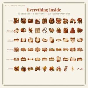 Digital Stickers - Knitting - Autumn | Vintage Storybook | Goodnotes | PNGs image 4