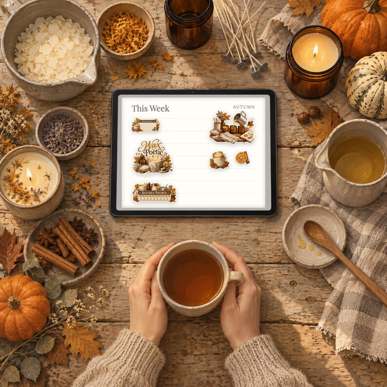 Digital Stickers - Candle Making - Autumn | Vintage Storybook | Goodnotes | PNGs image 3