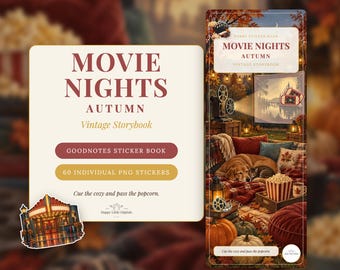 Digital Stickers - Movie Nights - Autumn | Vintage Storybook | Goodnotes | PNGs