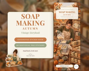 Digital Stickers - Soap Making - Autumn | Vintage Storybook | Goodnotes | PNGs