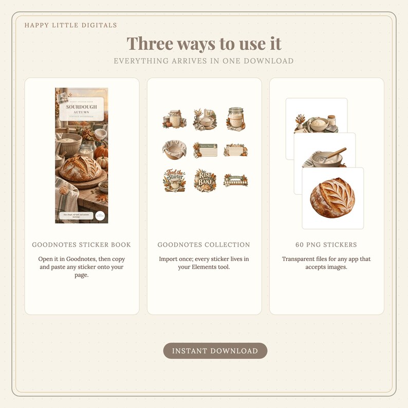 Digital Stickers - Sourdough - Autumn | Vintage Storybook | Goodnotes | PNGs image 7