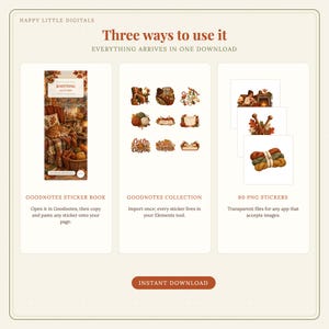 Digital Stickers - Knitting - Autumn | Vintage Storybook | Goodnotes | PNGs image 7