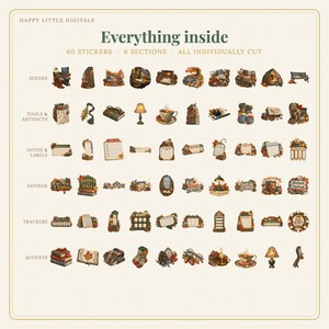 Digital Stickers - Reading - Autumn | Vintage Storybook | Goodnotes | PNGs image 4