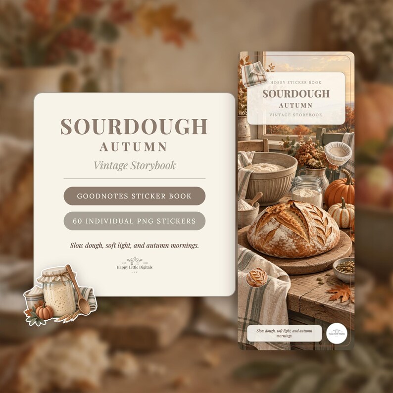 Digital Stickers - Sourdough - Autumn | Vintage Storybook | Goodnotes | PNGs image 1