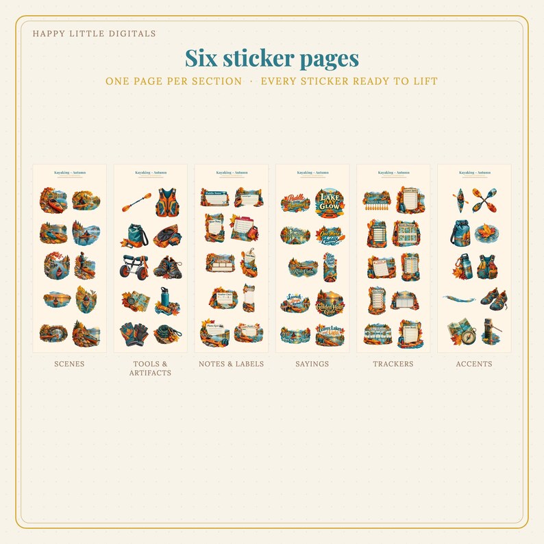 Digital Stickers - Kayaking - Autumn | Vintage Storybook | Goodnotes | PNGs image 6