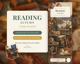 Digital Stickers - Reading - Autumn | Vintage Storybook | Goodnotes | PNGs