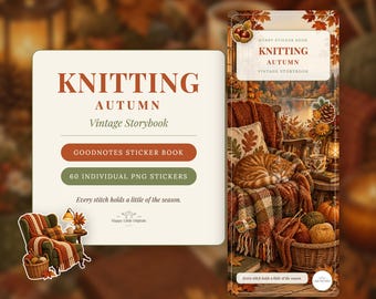 Digital Stickers - Knitting - Autumn | Vintage Storybook | Goodnotes | PNGs