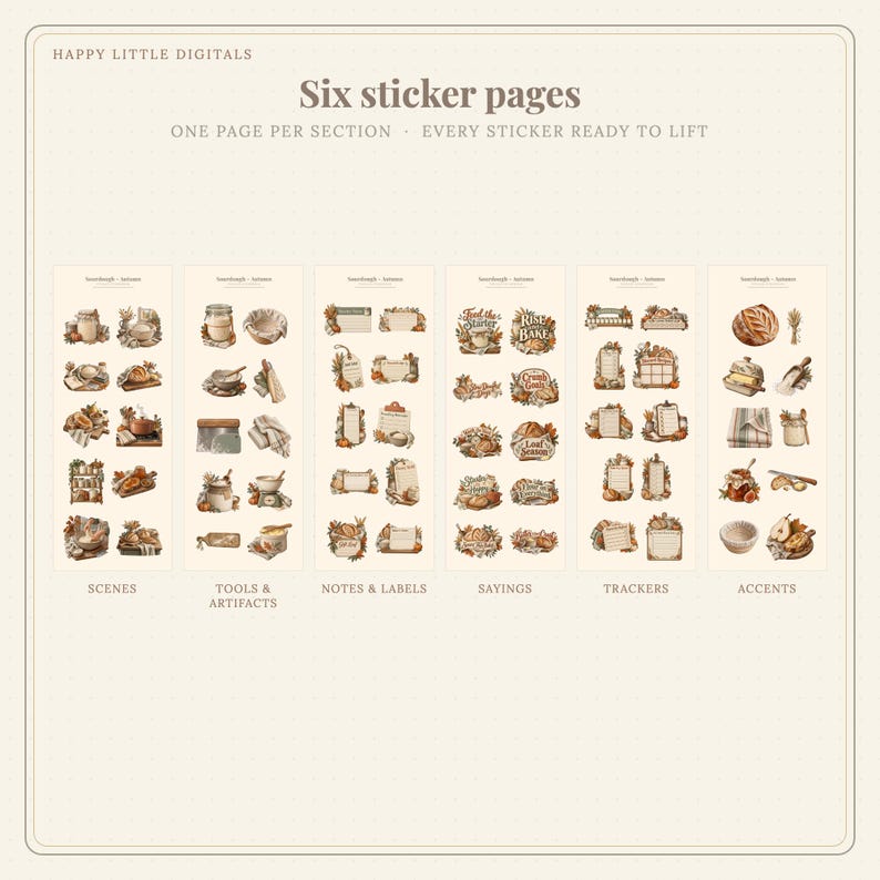 Digital Stickers - Sourdough - Autumn | Vintage Storybook | Goodnotes | PNGs image 6