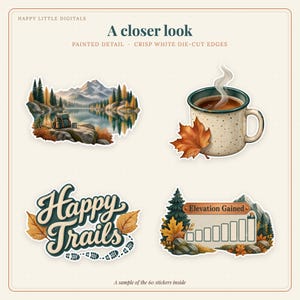 Digital Stickers - Hiking - Autumn | Vintage Storybook | Goodnotes | PNGs image 2