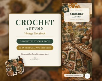 Digital Stickers - Crochet - Autumn | Vintage Storybook | Goodnotes | PNGs