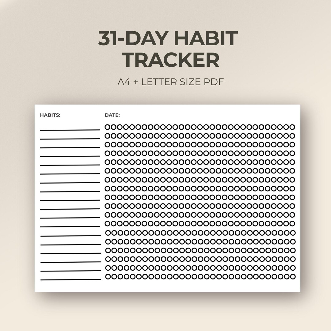 ADHD 31-day Habit Tracker Printable Landscape, Monthly Routine, 30 Day ...