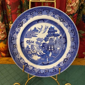 Johnson Brothers England, Blue Willow Pattern, 10 1/4 Inch Dinner Plate, Made in England