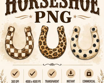 Western Horseshoe PNG, Horse Girl PNG, Cowgirl Shirt Design, Leopard Checkered Horseshoe, Western Sublimation, Commercial Use