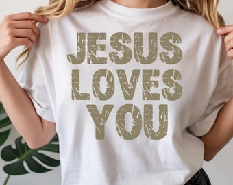 Jesus Loves You PNG | Retro Christian Design, Faith-Based (Digital Download)