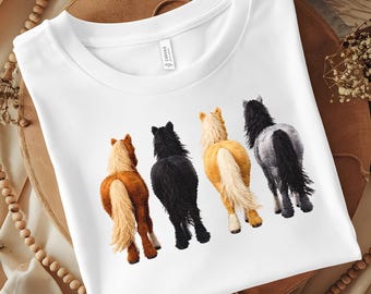 Horse Lover PNG | Fluffy Crochet Horses Sublimation Design | Western Cowgirl Shirt PNG | Equine Digital Download for DTF & T-Shirts