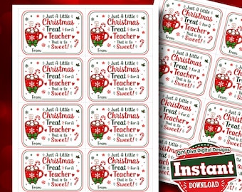 Christmas Treats for Teacher Gift Tag, Christmas Favor Tag Printable Teacher Gift Tag Neighbor Gift Tag, Kitchen Themed Christmas Gift Kraft