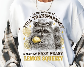 Funny Raccoon PNG, Easy Peasy Lemon Squeezy PNG, Sarcastic Raccoon Shirt Design, Vintage Animal Graphic, Sublimation PNG, Commercial Use