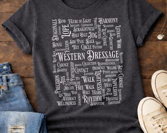 Western Dressage PNG | Horse Shirt Design | Equestrian Rider Graphic | Horse Trainer Gift | Western Dressage Horse Word Art